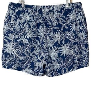 Briggs Linen Blend Short XL Navy Floral Casual Summer Comfort Pull-On Pocket NWT